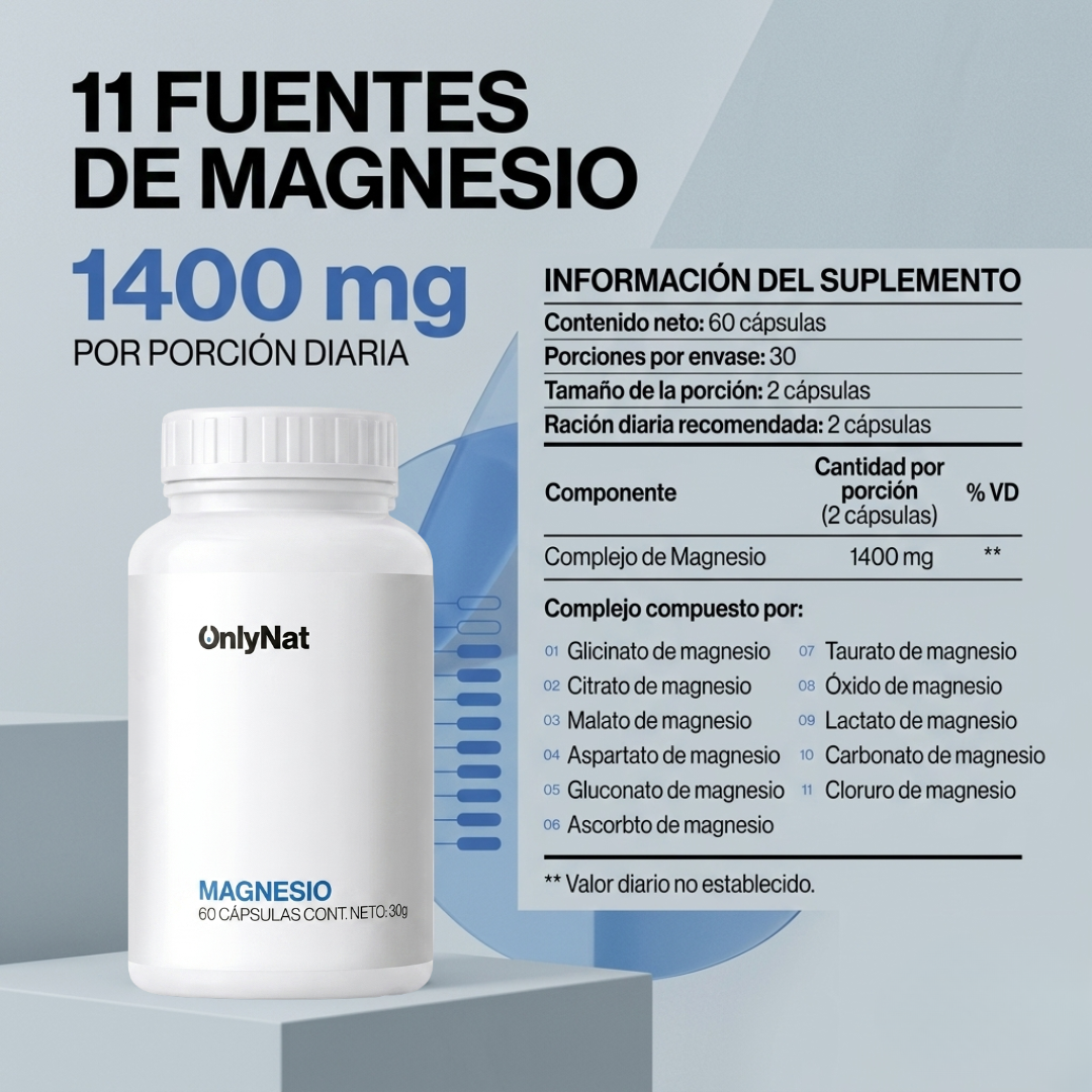 COMPLEJO DE MAGNESIO | 11 COMPUESTOS EN 1 | ONLY NATURAL